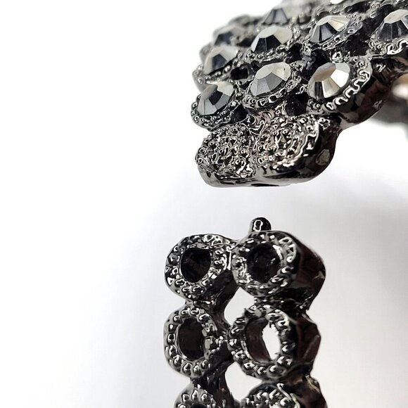 Gorgeous Hematite Rhinestone Wide Cuff Bracelet - Picture 7 of 14